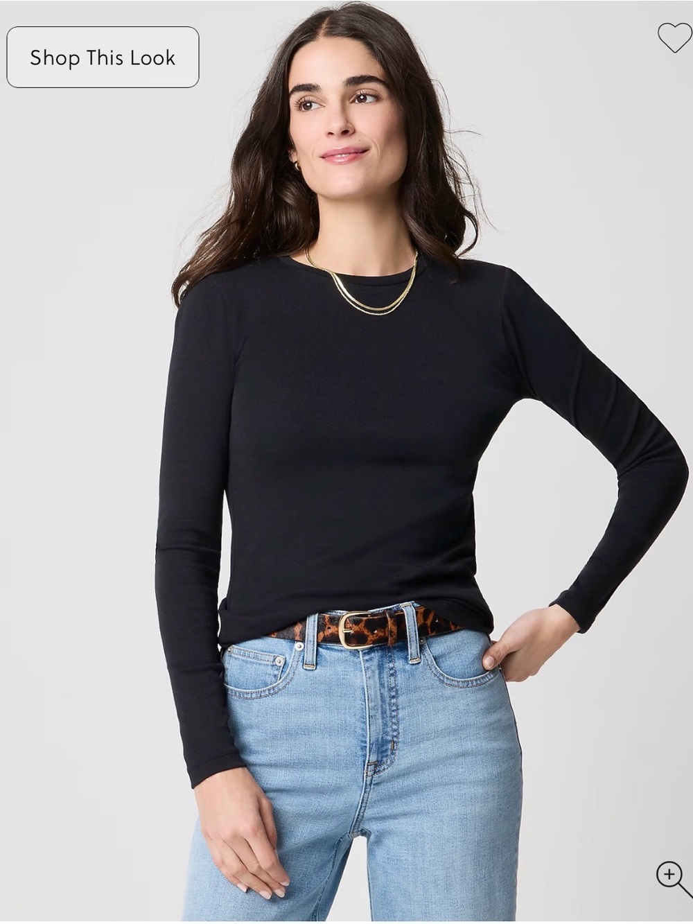 J.Crew Black Knit Long sleeve Girlfriend Tee Large